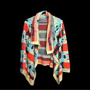 Kate Collection USA Large Cardigan Southwestern Print 100% Acrylic